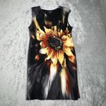 Saint Tropez West  Dress Womens‎ 14 Black Yellow Floral Sheath Sunflower Colorful Photo 1