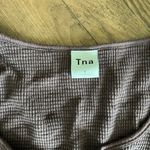 Aritzia TNA chocolate brown cropped waffle knit long sleeve top Photo 1