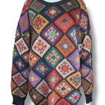 Peruvian Connection Vintage 90s Alpaca Sweater Handmade Diamond Loose Knit Photo 0