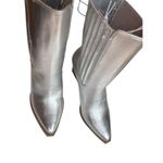 Forever 21 Ankle Boots New Metallic Silver Women's booties Size 7 Block Heel Faux leather Photo 7