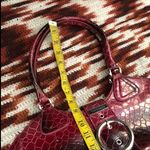 Vintage Y2K Italian Croc Leather Whimsygoth Red Black Ombre Hobo Shoulder Hand Bag Purse Buckle Silver Tone Measurement in pics Photo 5