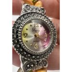 Royalton Women's Stretch Bead Yellow Coral Orange Silver Quartz 6" Wrist Watch Photo 6