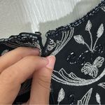 Papell Boutique  Vintage Evening Silk Beaded Cap Sleeve Scallop Hem | size Large Photo 4