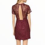 WAYF  Lace Mini Dress in Burgundy Back Cutout Short Sleeves size XS Revolve Photo 1