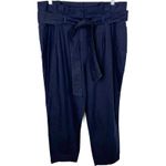 Boden St. Ives High Rise Paperbag Waist Linen Blend Trouser Pants Belt Blue 10R Size 10 Photo 8
