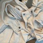 Something Navy  Bodysuit Cream Gathered Tee Shirt Bodysuit Sz L EUC Blouson Fit Photo 15