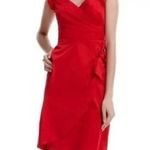Nanette Lepore  Red Glass Wrap Faux Wrap Dress Size 4 Photo 0