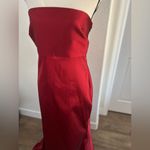 Sachin + Babi Berry Red Satin Ruffle Strapless Gown Size 10 Photo 3