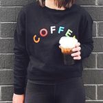 Fifth Sun COFFEE Crop Black Sweatshirt Photo 0