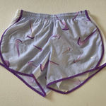 Nike  Dri-Fit Running Shorts L Purple Swoosh Print Lightweight Activewear Photo 0