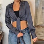 Kittenish Unbranded Women's Grey and Blue Crop-top Photo 2