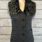 Loft Sweater Vest with Faux Fur Collar Gray-XS Photo 0
