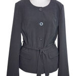  Gray Button-Up Blazer with Sash Size 8 Venus Gray Collarless Blazer Photo 0