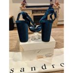 Sandro NEW Adrianne Velvet Block Heels In Turquoise size 36 Photo 3