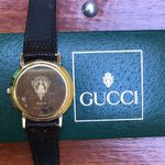 Gucci Unisex  3000M Iconic Wristwatch Gold Plated Orig Lizard Strap. NEW BATTERY! Photo 1