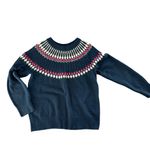 Croft & Barrow  Fare Isle Navy Sweater with Pink and Cream Accents woman’s sz L Photo 2