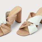 Schutz Wendy Pearl and Beige Leather Color Block High Heel Sandals, Size 9 Photo 0