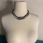 Vintage Black Braided Leather Choker with Silver Beads Boho Gothic Photo 4