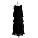Slny  Dress Black Chiffon Beaded Neck Sleeveless Tiered Ruffle Cocktail 10 NEW Photo 3