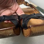 Modern Vintage Tracy Slingback Braided Black Leather Wooden Platform sz 8, 38.5 Photo 2