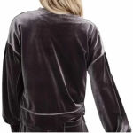 Madewell Dark Grey Metal Velvet Balloon Sleeve Sweatshirt Size Medium M Photo 4