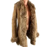 Genuine Shearling Sheepskin Patchwork Penny Lane Coat Sz 38 Brown Size M Photo 6
