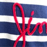 Talbots Womens Shirt Blue White Striped Jingle Belle Red Velvet Medium Petite Photo 7