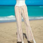 Roxy  Striped Straight Leg Palazzo Pants Drawstring Beach Vacation Size Medium Photo 1