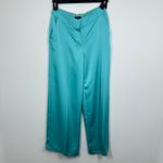 Tahari Aqua Blue Satin Wide Leg Trouser Pants Women's Size 4 Elastic Waist Photo 1