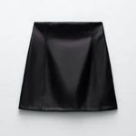 ZARA  Satin Mini Skirt Stretch Black sz Large Photo 1