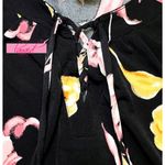 White House | Black Market WHBM Dahlia Tassel Top Black Pink Currant Halter Floral Lace-Up Corset V-Neck S Photo 2