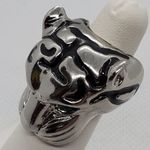 Silver, Black, & Green Tiger Head Ring Silver Size 6 Photo 2