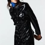 ZARA Black Faux Leather Mini Button Down Shirt Dress “The Raeh” Size Small NWT Photo 0