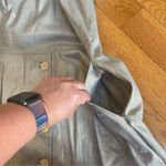 Donna Karan NEW YORK Metallic Linen-Blend Midi Dress Front Buttons Beige Sz 14 Photo 11