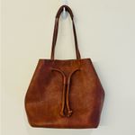 Lucky Brand Vegan Leather Brown Bucket Shoulder Bag, Removable Crossbody Strap Photo 4