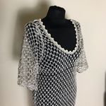 ZARA Chic Black and Cream Mesh Dress with Fringe NWT Photo 3