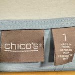 Chico's Chico’s Rolled 3/4 Sleeve D Ring Tab Slub Cotton Top in Hazy Blue Size 1/M Photo 7