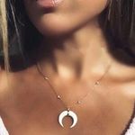 White Horn Pendant Choker Necklace Gold Photo 0