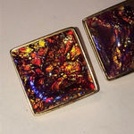 YSL Yves Saint Laurent Iridescent Red Pink Gold Tone Earrings Photo 1