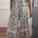 Anthropologie Floral Lace-Inset Wide-Balloon Pants, Size M Photo 3