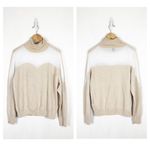 Oblique Creations Tan Illusion Oversized Sweater Size Medium Turtleneck Ribbed Photo 1
