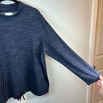 J. Jill Thermal Mock Neck Shirt Blue Cinched Hem Long Sleeves Kangaroo Pocket XL Photo 3