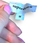 superdown Mia Crop Tee Black Long Sleeve Tie Wrap Around Ribbed Size Medium Photo 3