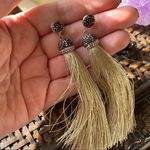 Tassel Shimmer Green & Austrian Crystal Earrings Green Photo 1