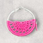Earrings Pink Crochet Round Hoop Circle New Photo 2