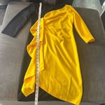 Women’s Black & Yellow Asymmetrical Ruffled Front Midi Dress 3/4 Sleeve Size M Size M Photo 9