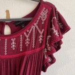 Lane Bryant Dress Maroon Red Embroidered Tie Waist Flutter Sleeve 14/16 (1X) NWT Photo 2