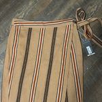 Worthington NEW  Brown Linen Striped Wrap Pencil Skirt Size 12  Side Tie Lined Photo 1