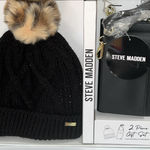 Steve Madden  2 Piece Gift Set~Black Pom Beanie & Black Crossbody‎ Purse~New~$88 Photo 0