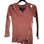 Rock & Republic Distressed Burgundy V-Neck Asymmetrical Sweater Photo 0